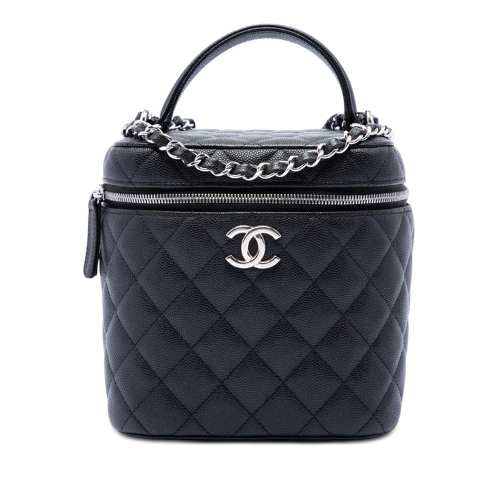 Chanel CC Matelassé Vanity avec chaîne Cuir caviar