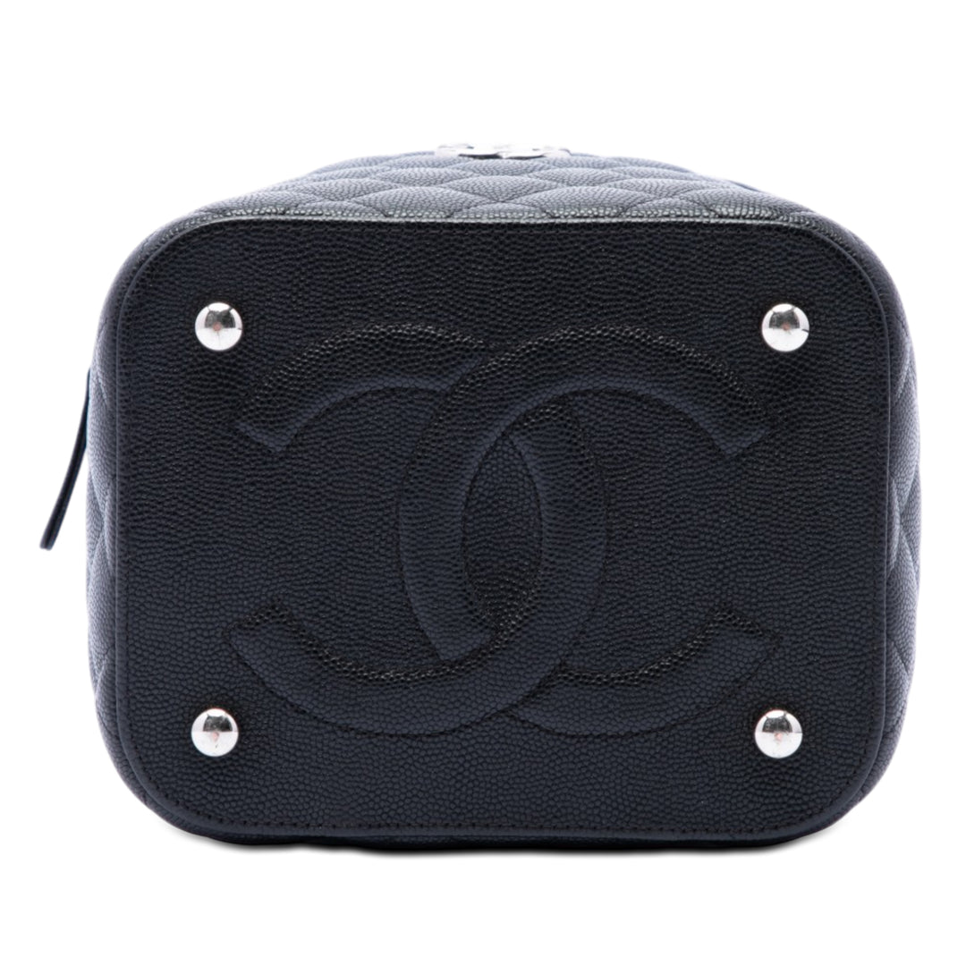 Chanel CC Matelassé Vanity avec chaîne Cuir caviar