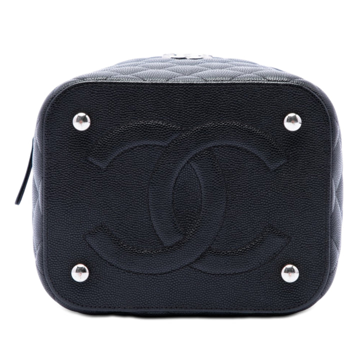 Chanel CC Matelassé Vanity avec chaîne Cuir caviar