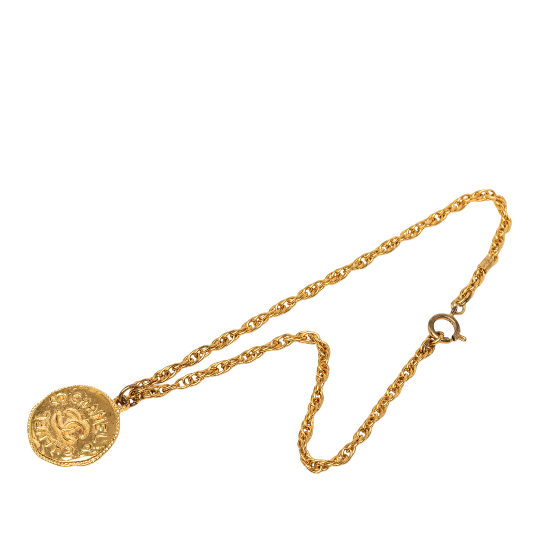 CC plaqué Medallion Pendant Collier Doré
