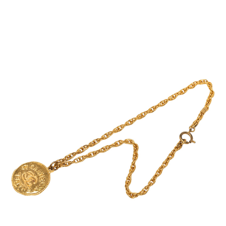 CC plaqué Medallion Pendant Collier Doré