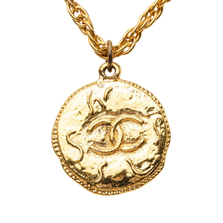 CC plaqué Medallion Pendant Collier Doré