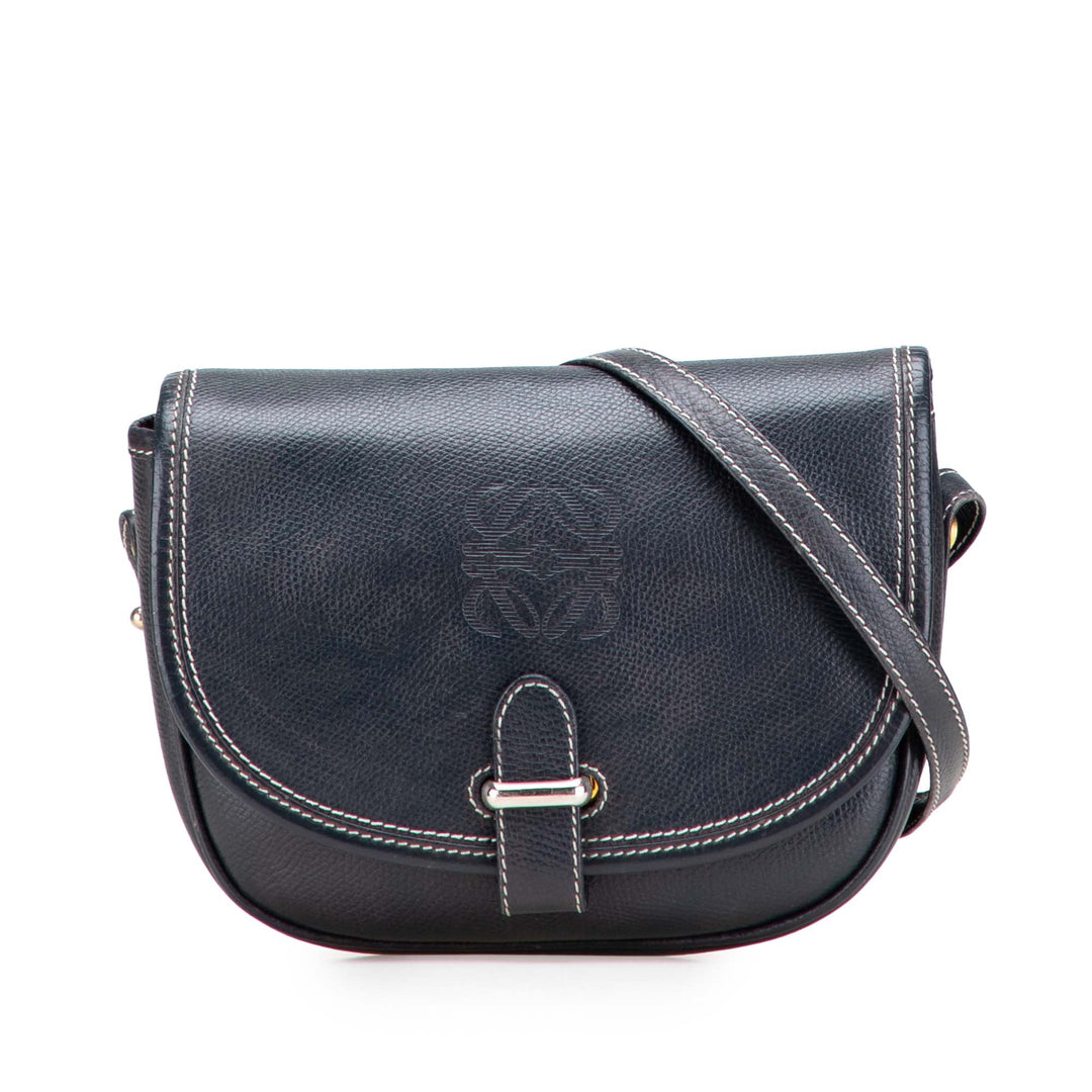 Leather Anagram Crossbody Blue - Gaby Paris