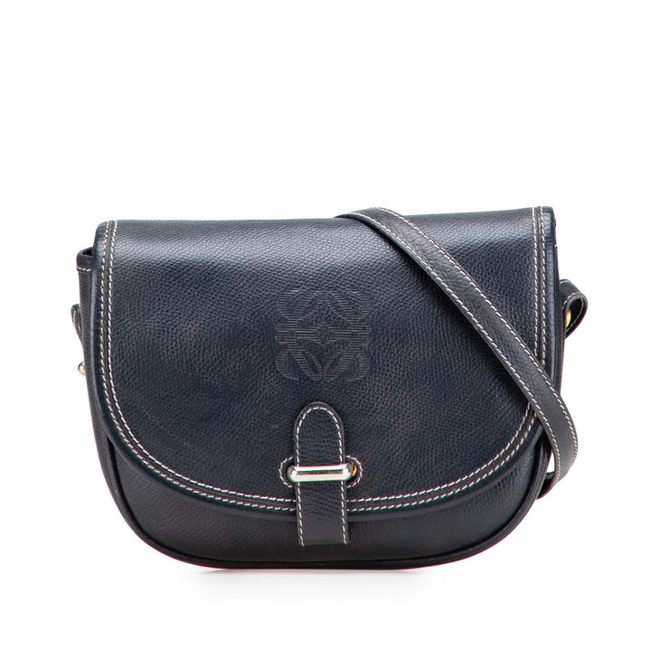 Leather Anagram Crossbody Blue - Gaby Paris