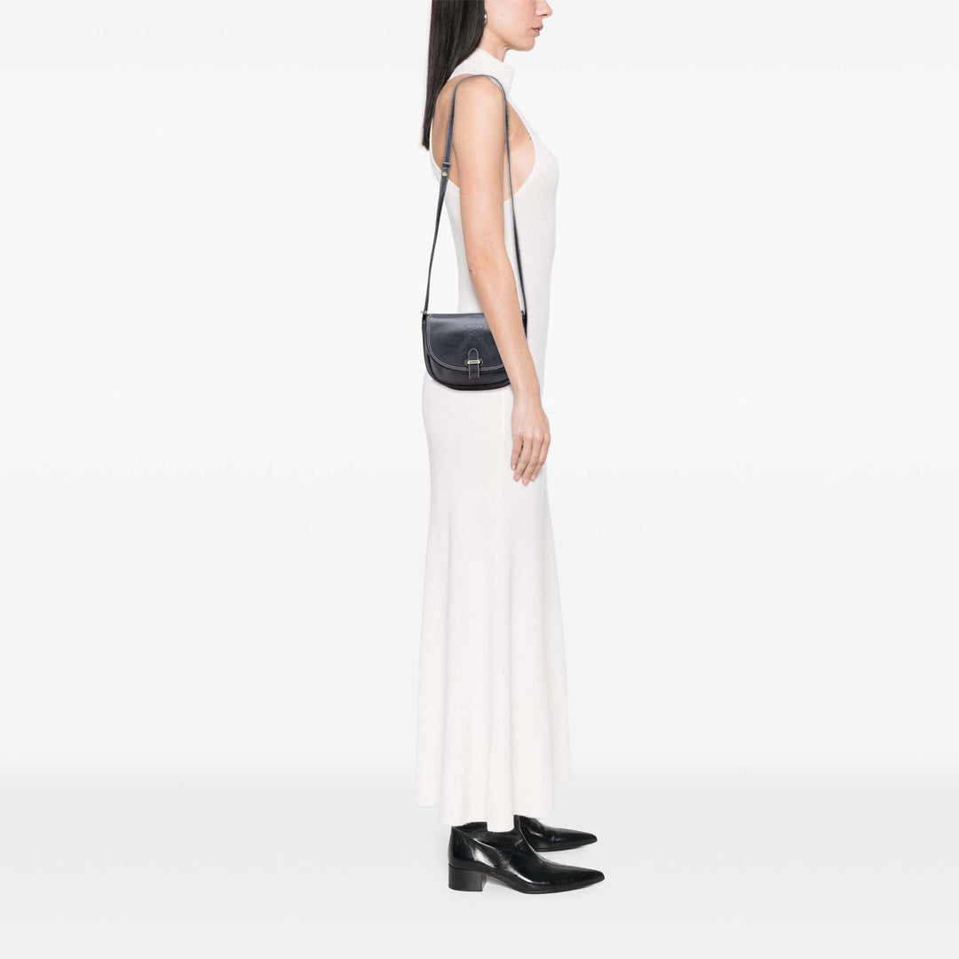 Leather Anagram Crossbody Blue - Gaby Paris