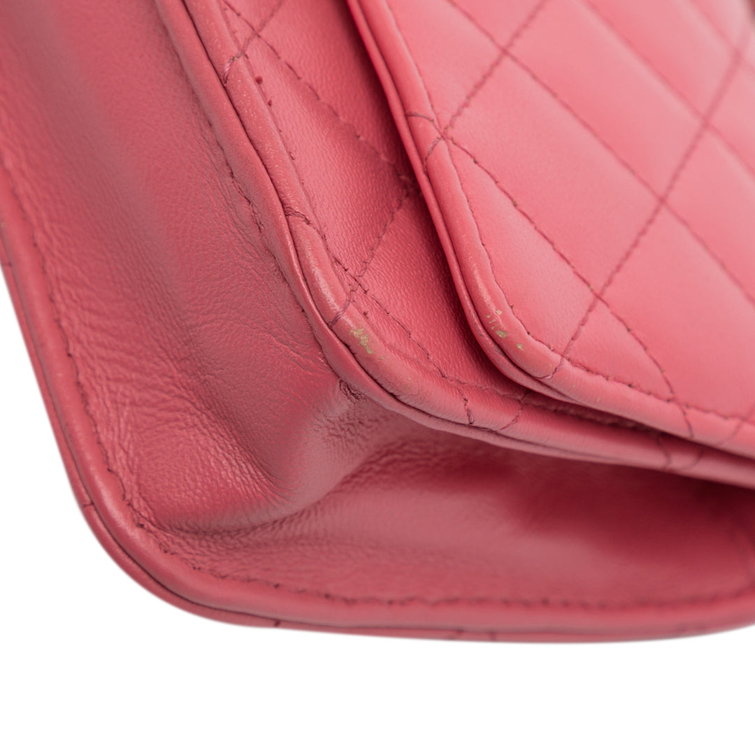 Classic Lambskin Wallet on Chain Pink - Gaby Paris