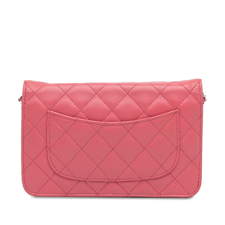 Classic Lambskin Wallet on Chain Pink - Gaby Paris