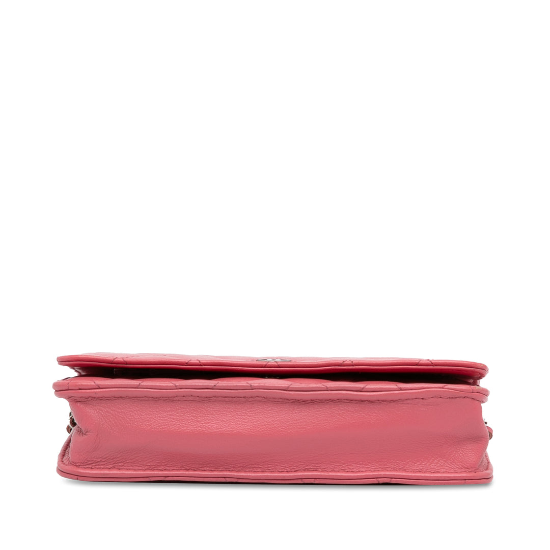 Classic Lambskin Wallet on Chain Pink - Gaby Paris