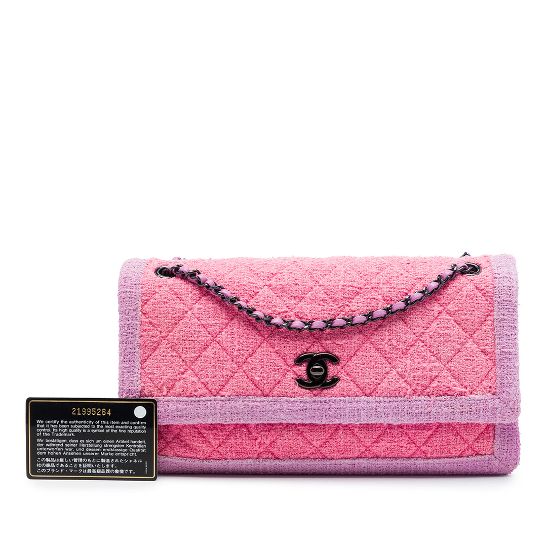 Chanel CC Matelassé Tweed Accordion à rabat