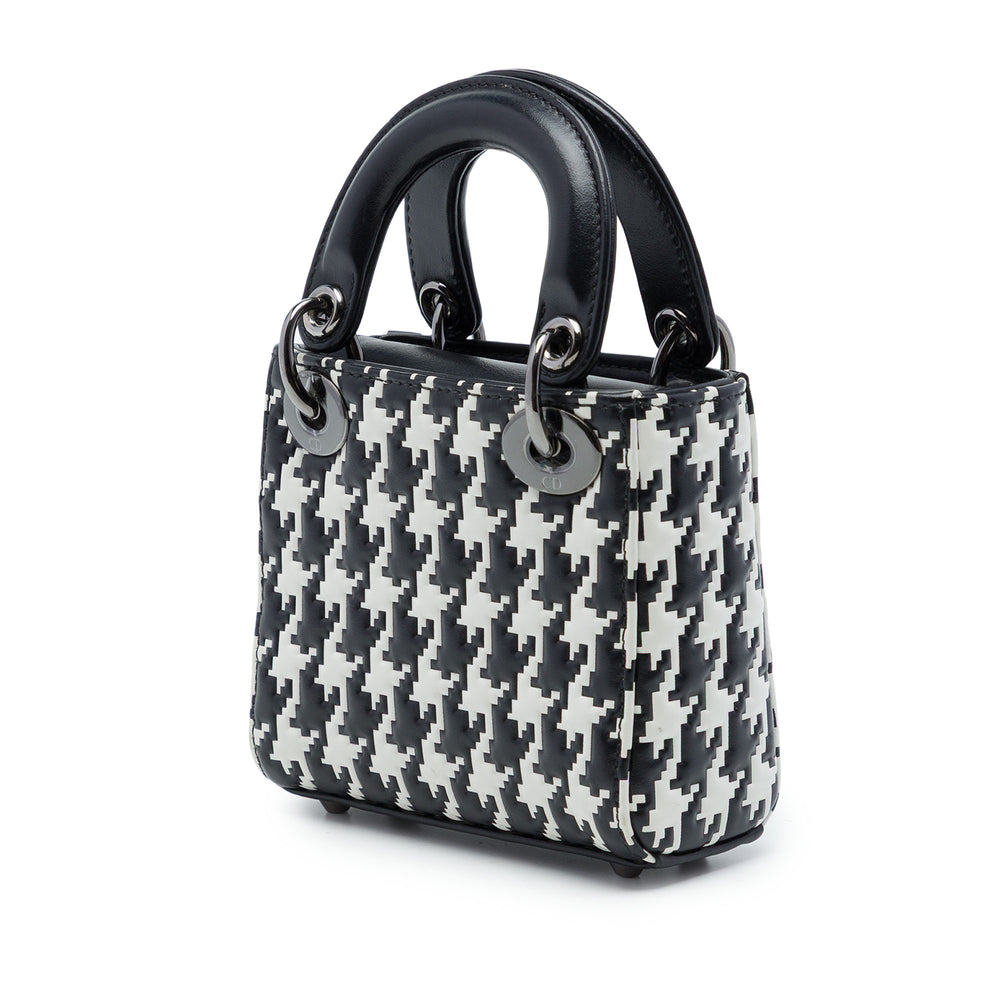 Dior Houndstooth embossé Macro Lady Dior Micro Cuir de veau Noir – vue 2 – GABY PARIS