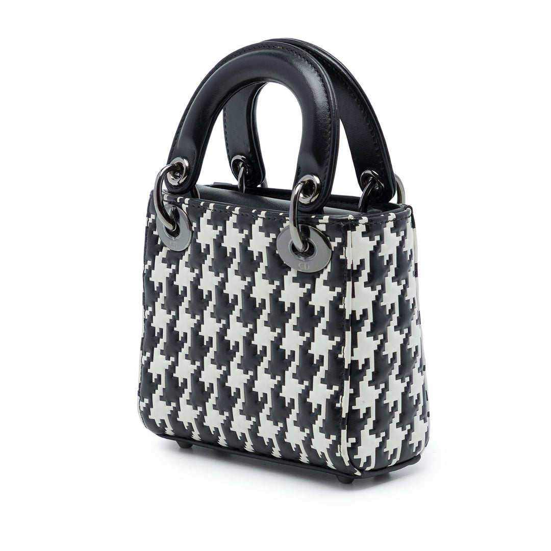 Dior Houndstooth embossé Macro Lady Dior Micro Cuir de veau Noir – vue 2 – GABY PARIS