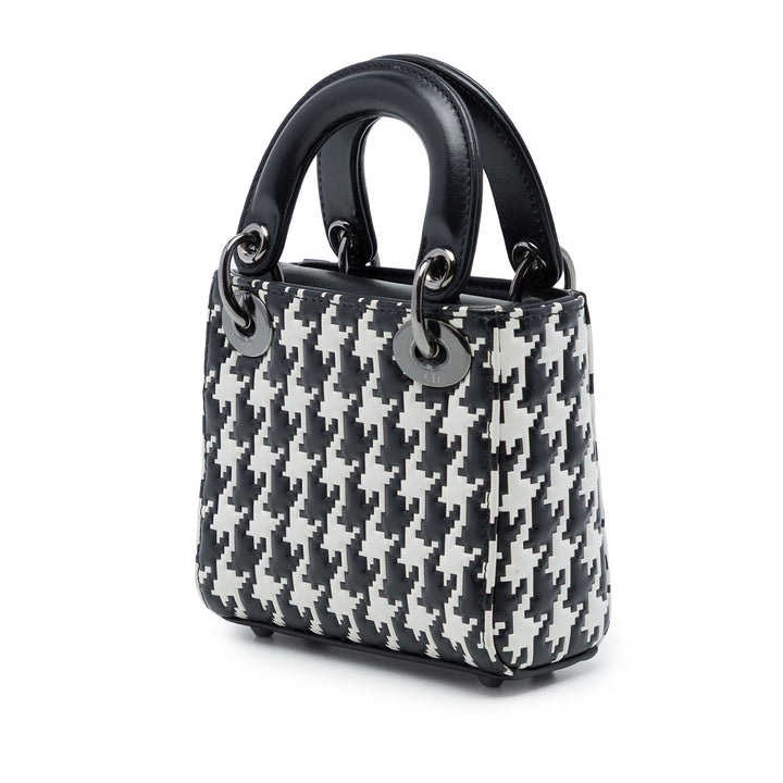 Dior Houndstooth embossé Macro Lady Dior Micro Cuir de veau Noir – vue 2 – GABY PARIS