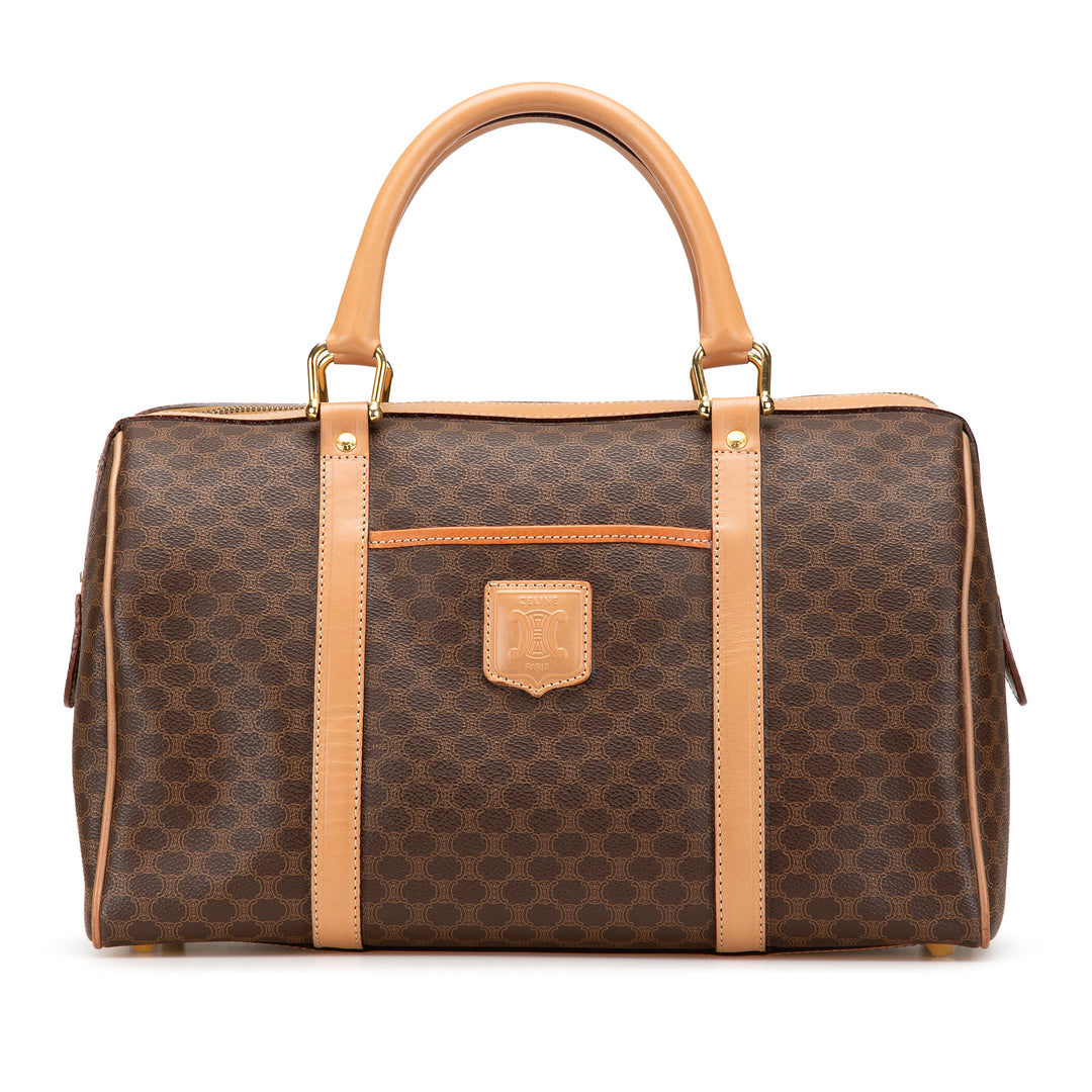 Macadam Coated Canvas Boston Bag Brown - Gaby Paris