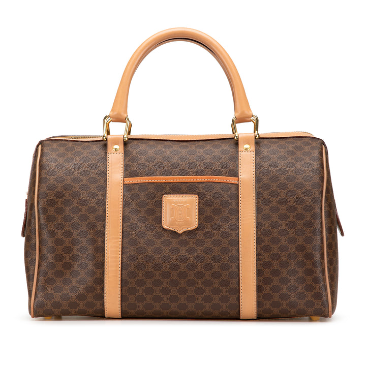 Macadam Coated Canvas Boston Bag Brown - Gaby Paris