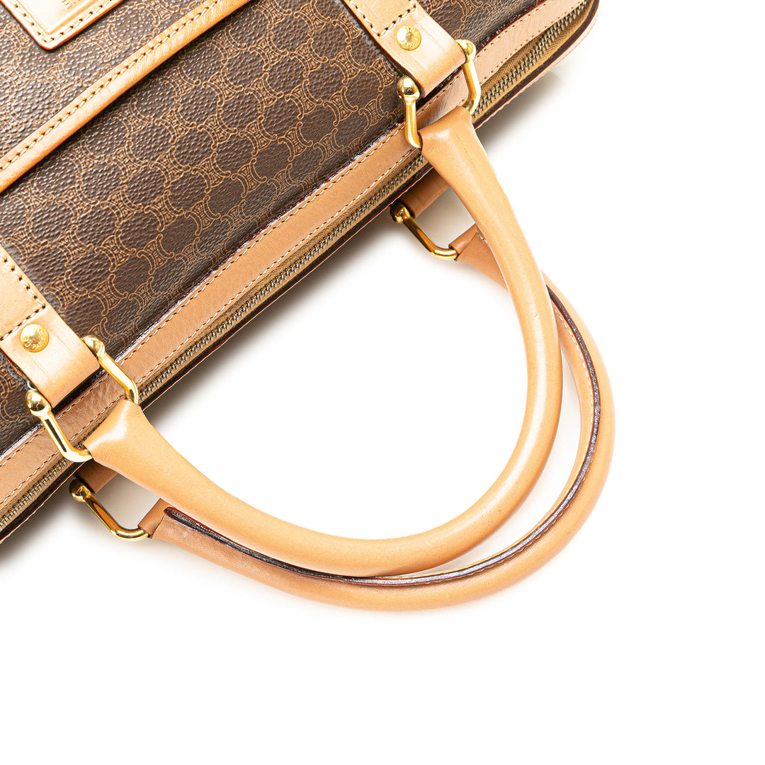 Macadam Coated Canvas Boston Bag Brown - Gaby Paris