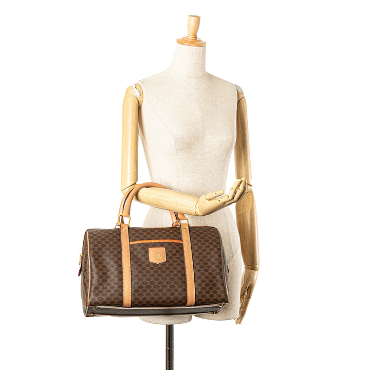 Macadam Coated Canvas Boston Bag Brown - Gaby Paris