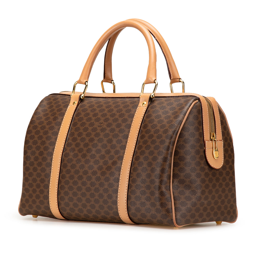 Macadam Coated Canvas Boston Bag Brown - Gaby Paris