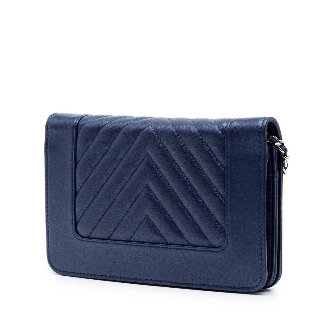 Chanel Chevron Sheepskin Mademoiselle Vintage Wallet on Chain
