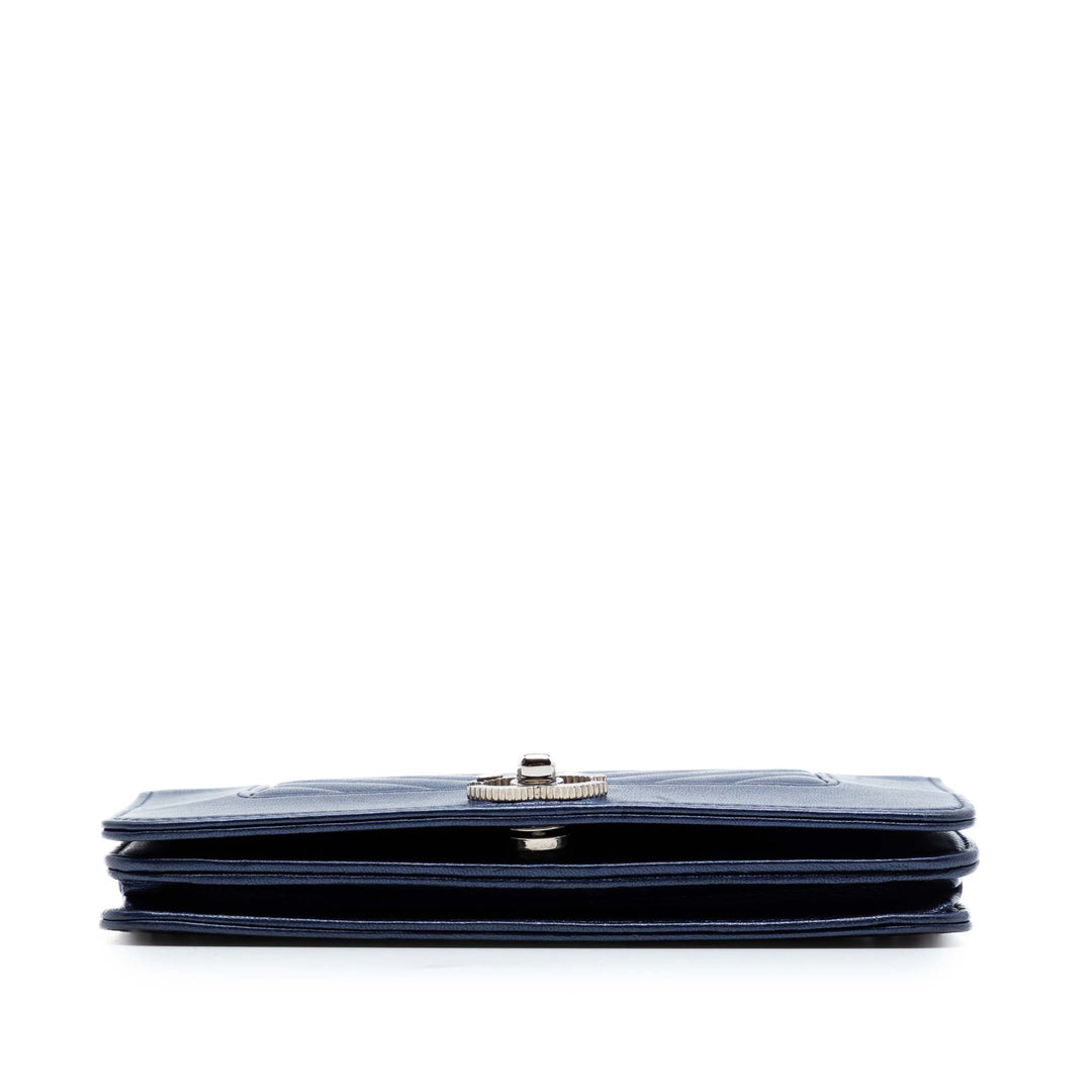 Chanel Chevron Sheepskin Mademoiselle Vintage Wallet on Chain