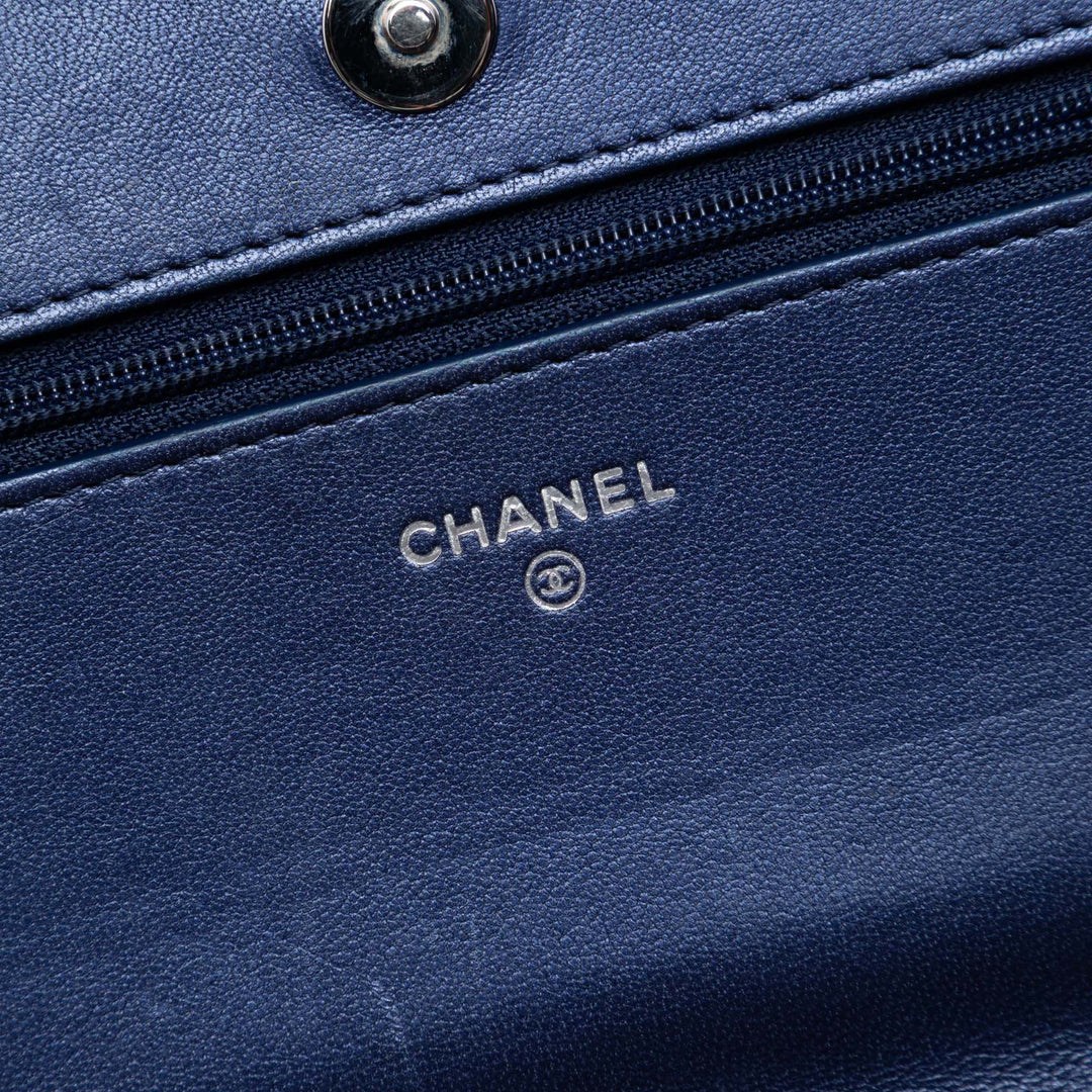 Chanel Chevron Sheepskin Mademoiselle Vintage Wallet on Chain