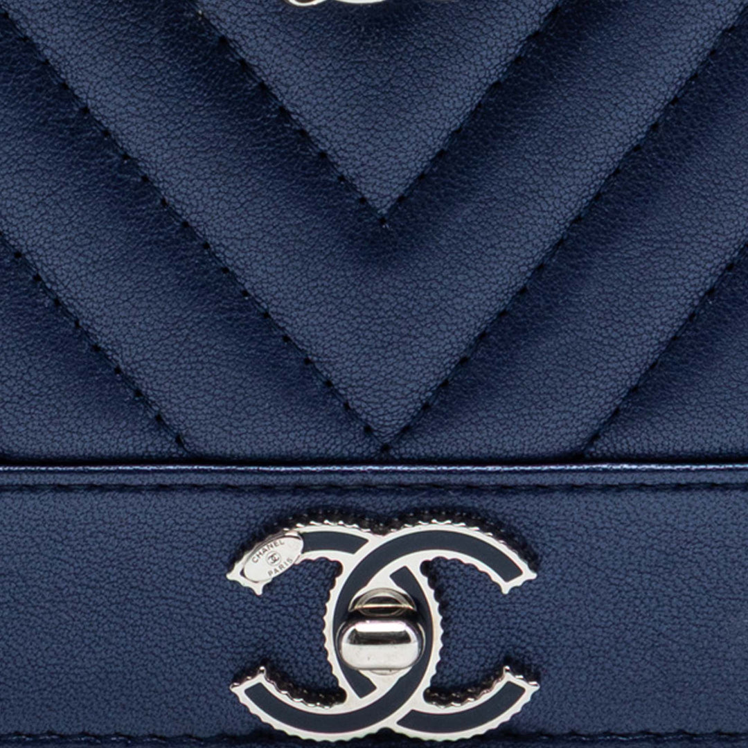 Chanel Chevron Sheepskin Mademoiselle Vintage Wallet on Chain