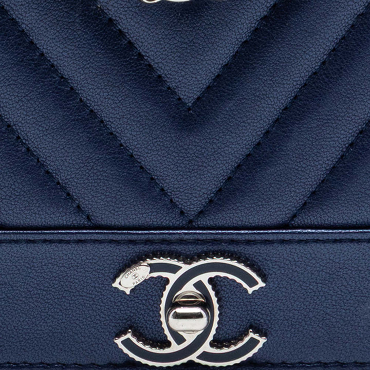 Chanel Chevron Sheepskin Mademoiselle Vintage Wallet on Chain