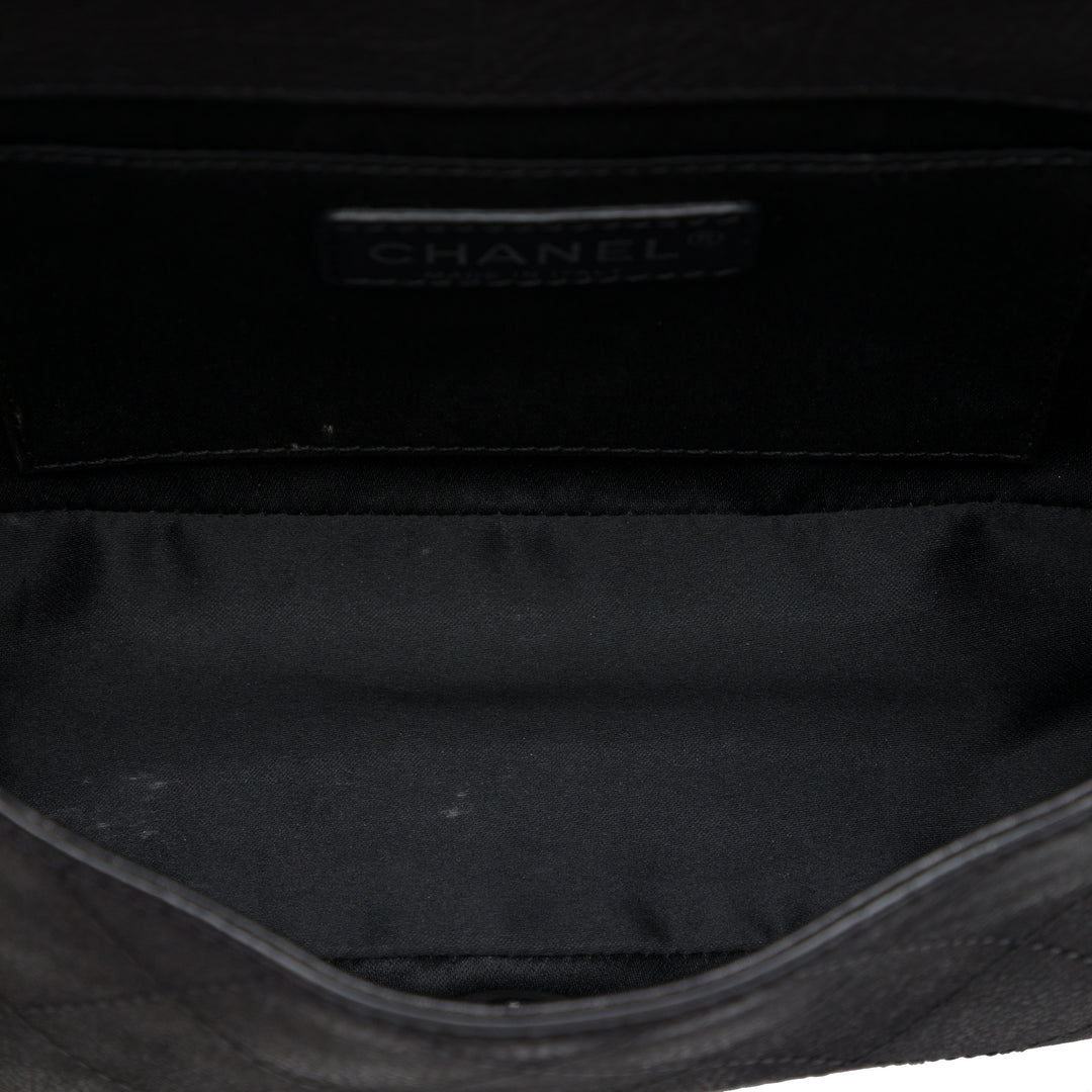 Chanel Matelassé Coco Twin à rabat Cuir de veau Noir