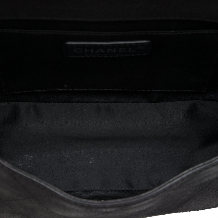 Chanel Matelassé Coco Twin à rabat Cuir de veau Noir