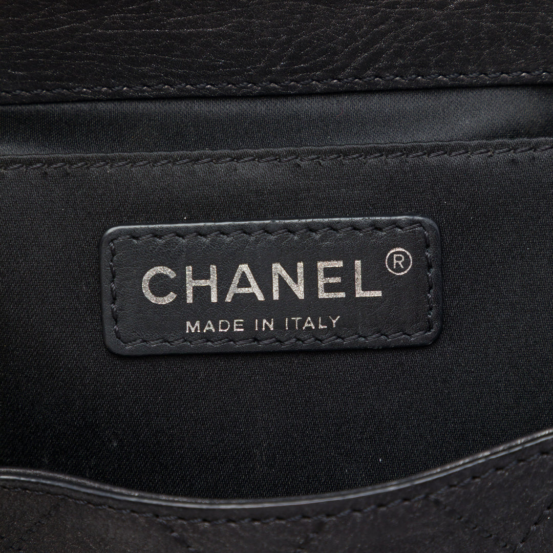 Chanel Matelassé Coco Twin à rabat Cuir de veau Noir
