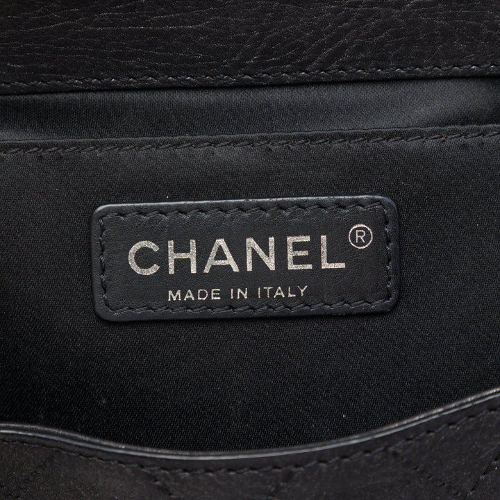 Chanel Matelassé Coco Twin à rabat Cuir de veau Noir