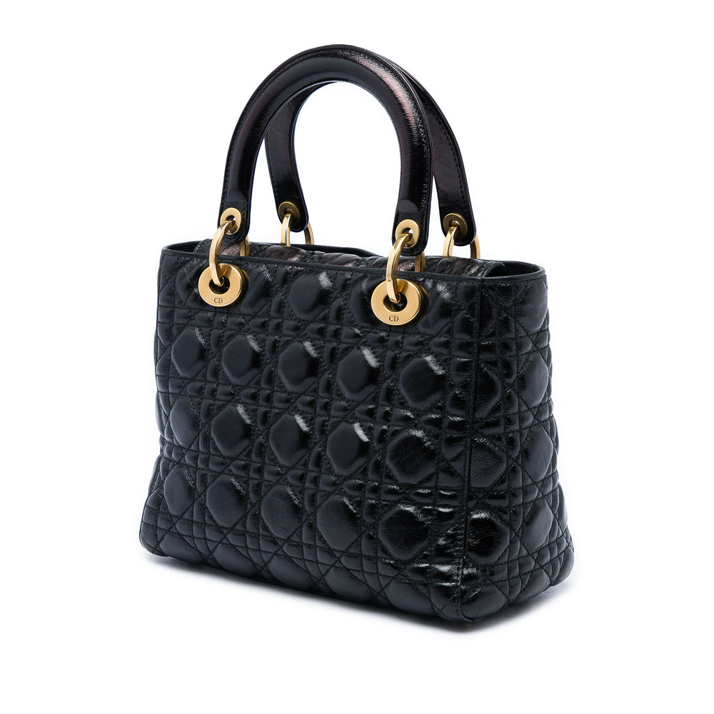 Dior Lady Dior froissé Cannage Souple Moyen Noir – vue 2 – GABY PARIS