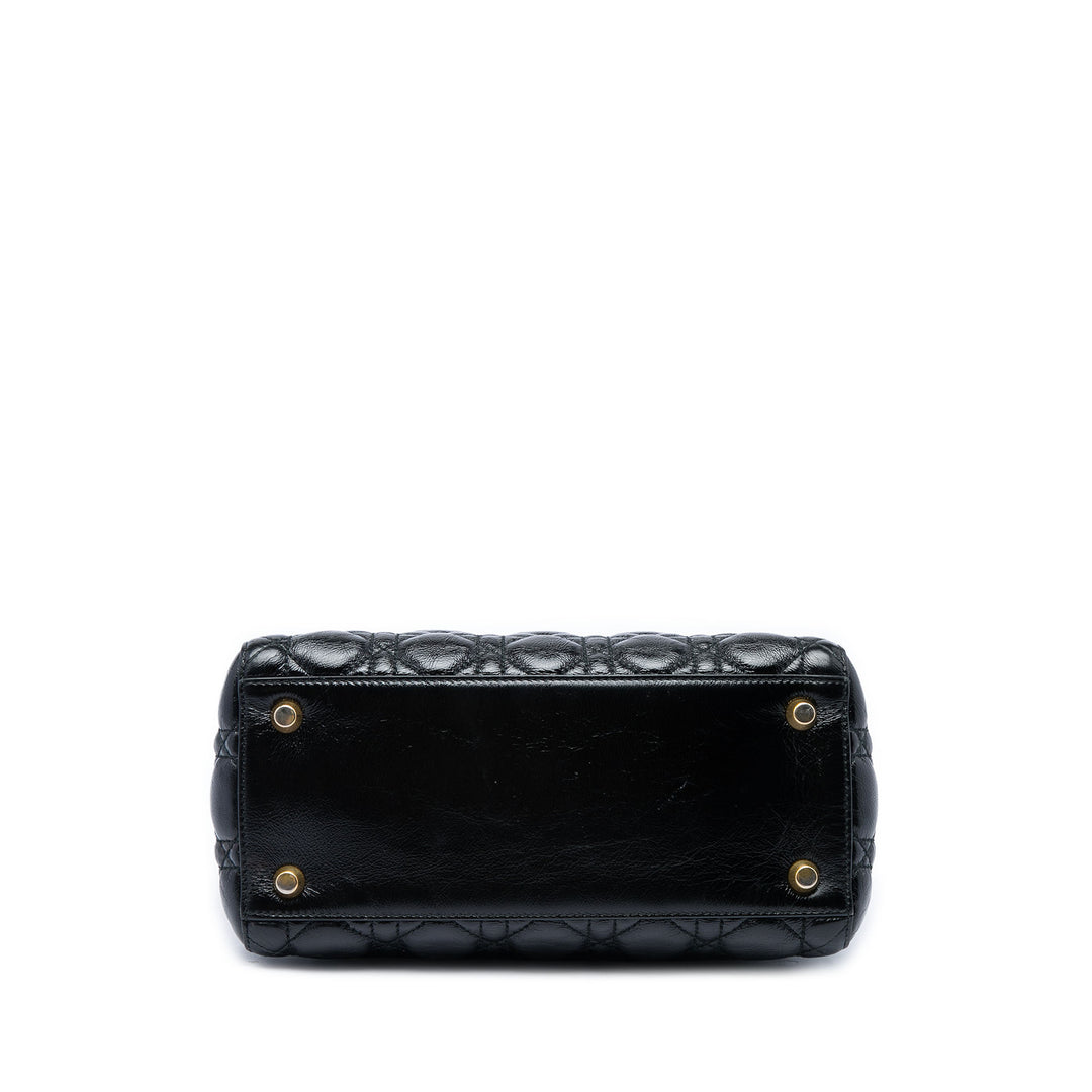 Dior Lady Dior froissé Cannage Souple Moyen Noir – vue 3 – GABY PARIS