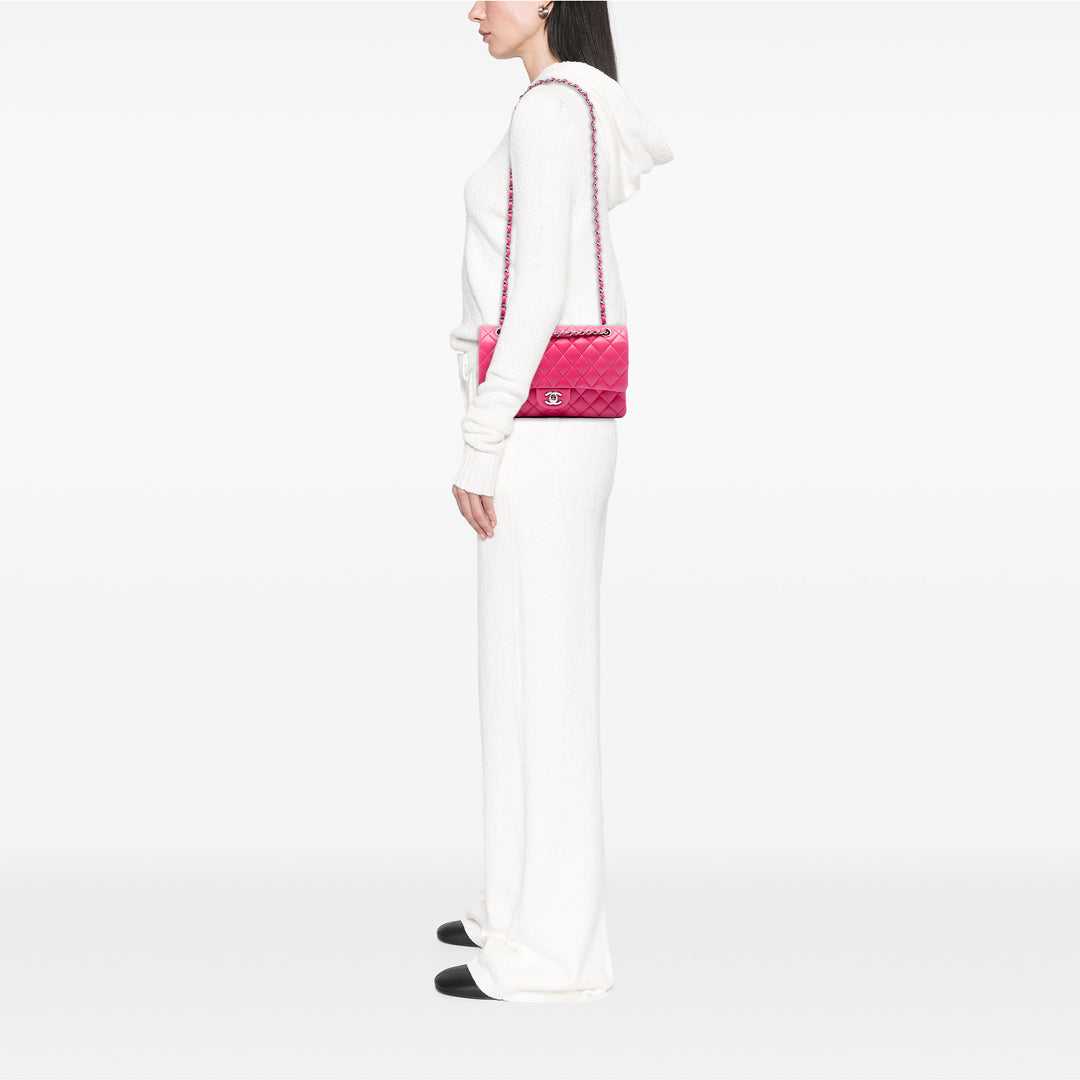Classic Double rabat Moyen Cuir d'agneau Rose
