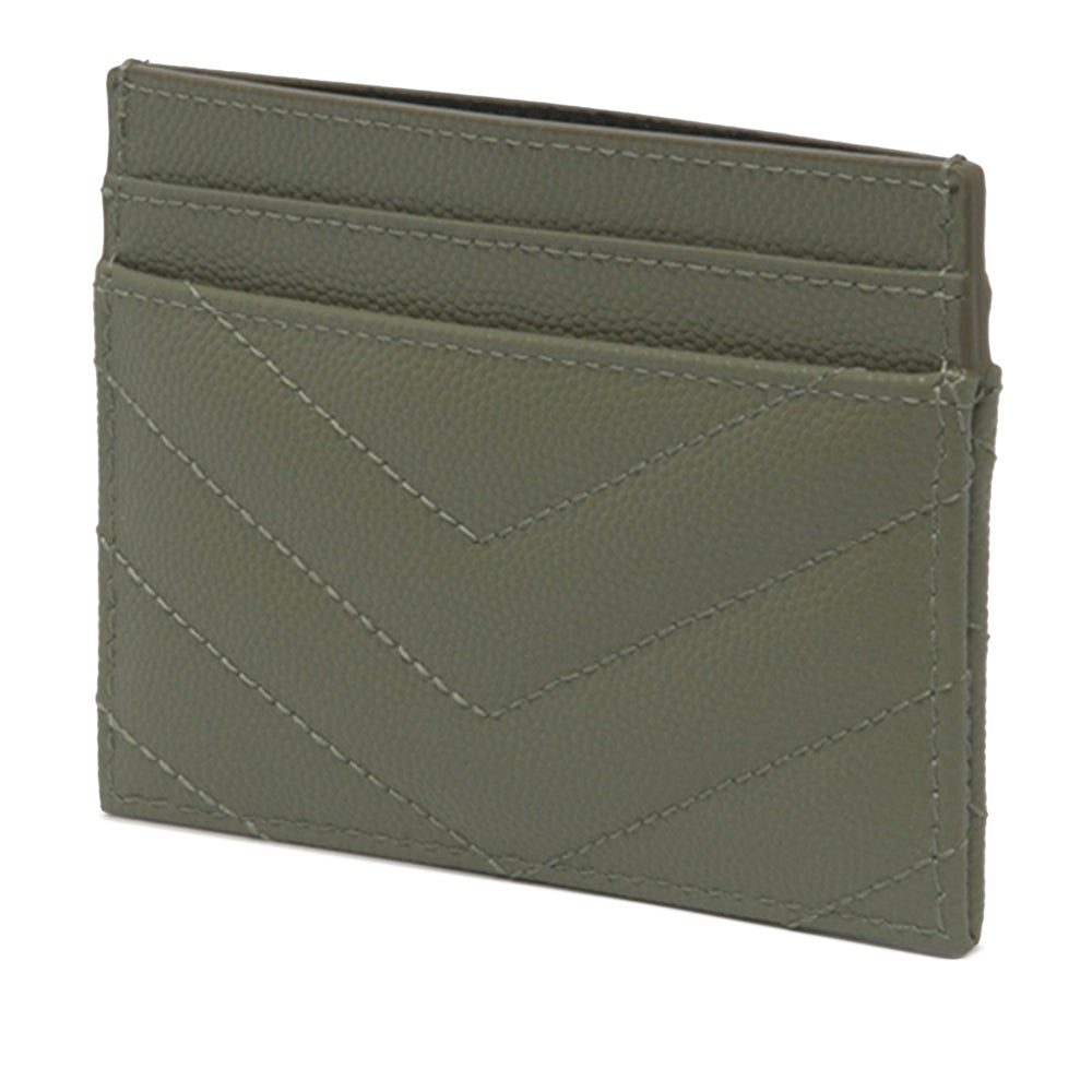 Saint Laurent Chevron Grain de Poudre Cassandre Porte-cartes Vert – vue 2 – GABY PARIS