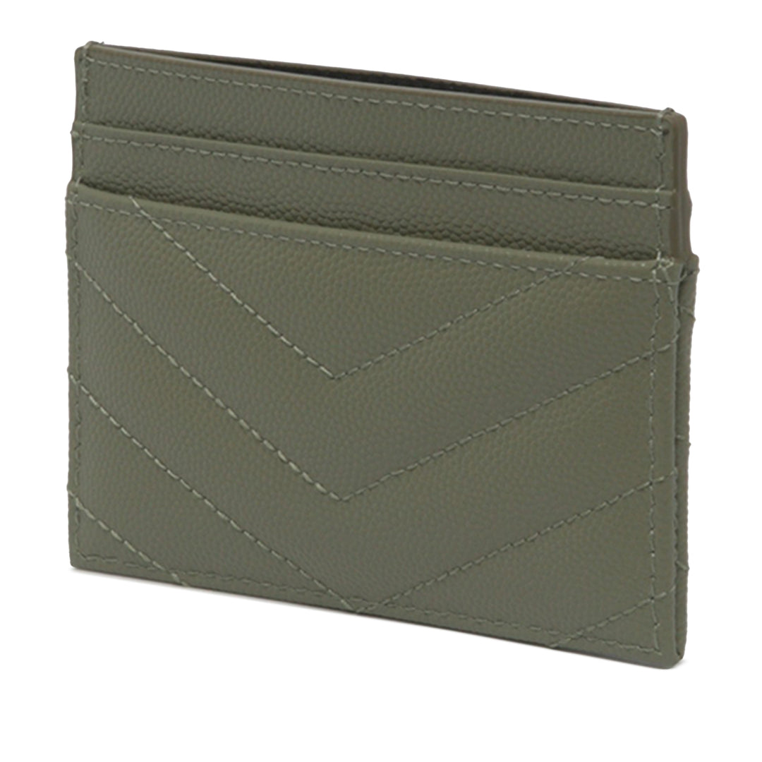 Saint Laurent Chevron Grain de Poudre Cassandre Porte-cartes Vert – vue 2 – GABY PARIS