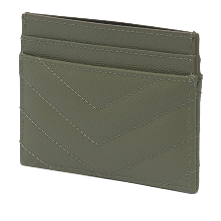 Saint Laurent Chevron Grain de Poudre Cassandre Porte-cartes Vert – vue 2 – GABY PARIS