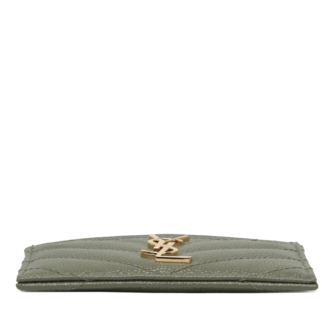 Saint Laurent Chevron Grain de Poudre Cassandre Porte-cartes Vert – vue 3 – GABY PARIS