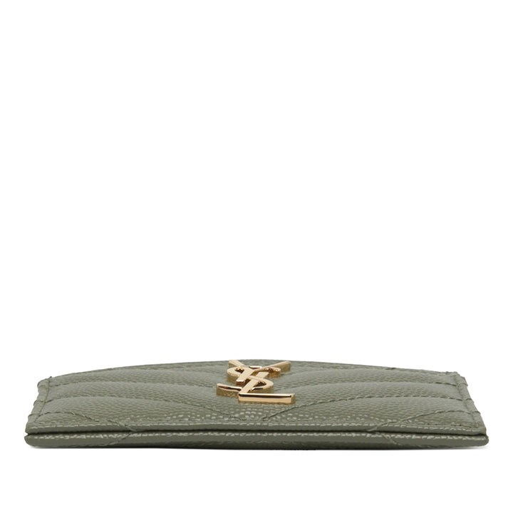 Saint Laurent Chevron Grain de Poudre Cassandre Porte-cartes Vert – vue 3 – GABY PARIS