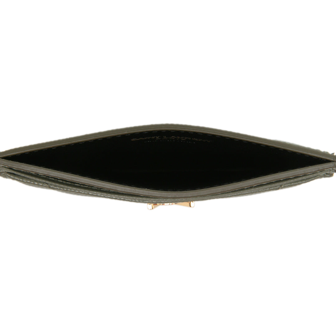 Saint Laurent Chevron Grain de Poudre Cassandre Porte-cartes Vert – vue 4 – GABY PARIS