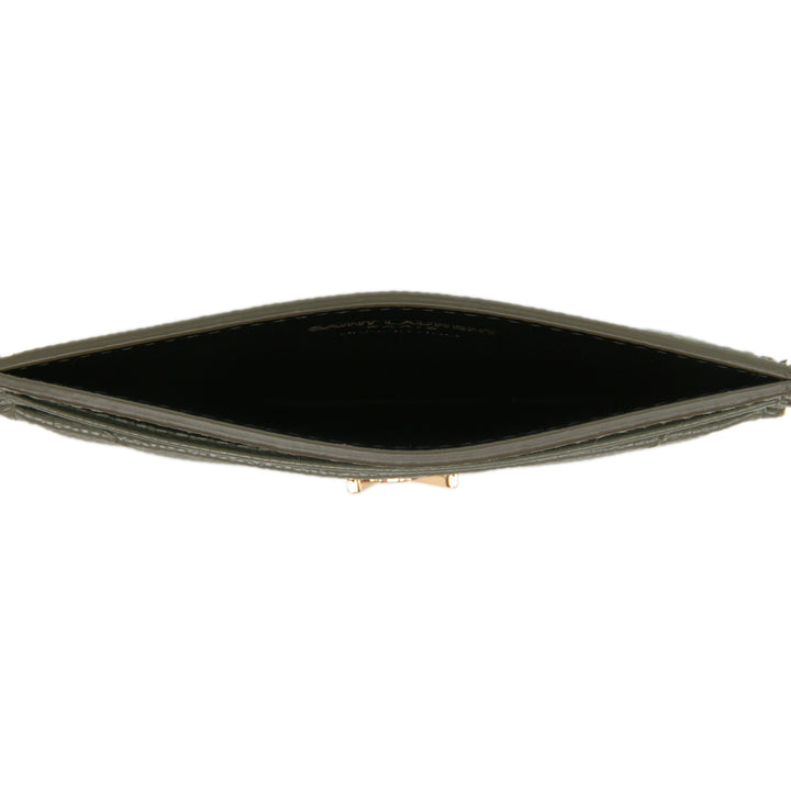 Saint Laurent Chevron Grain de Poudre Cassandre Porte-cartes Vert – vue 4 – GABY PARIS