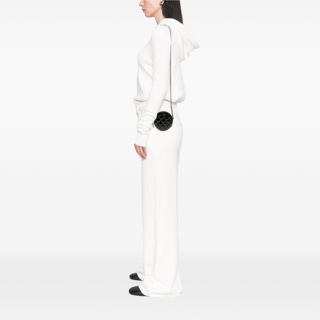 Chanel Quilted Cuir verni Round As Earth Sac porté croisé Noir