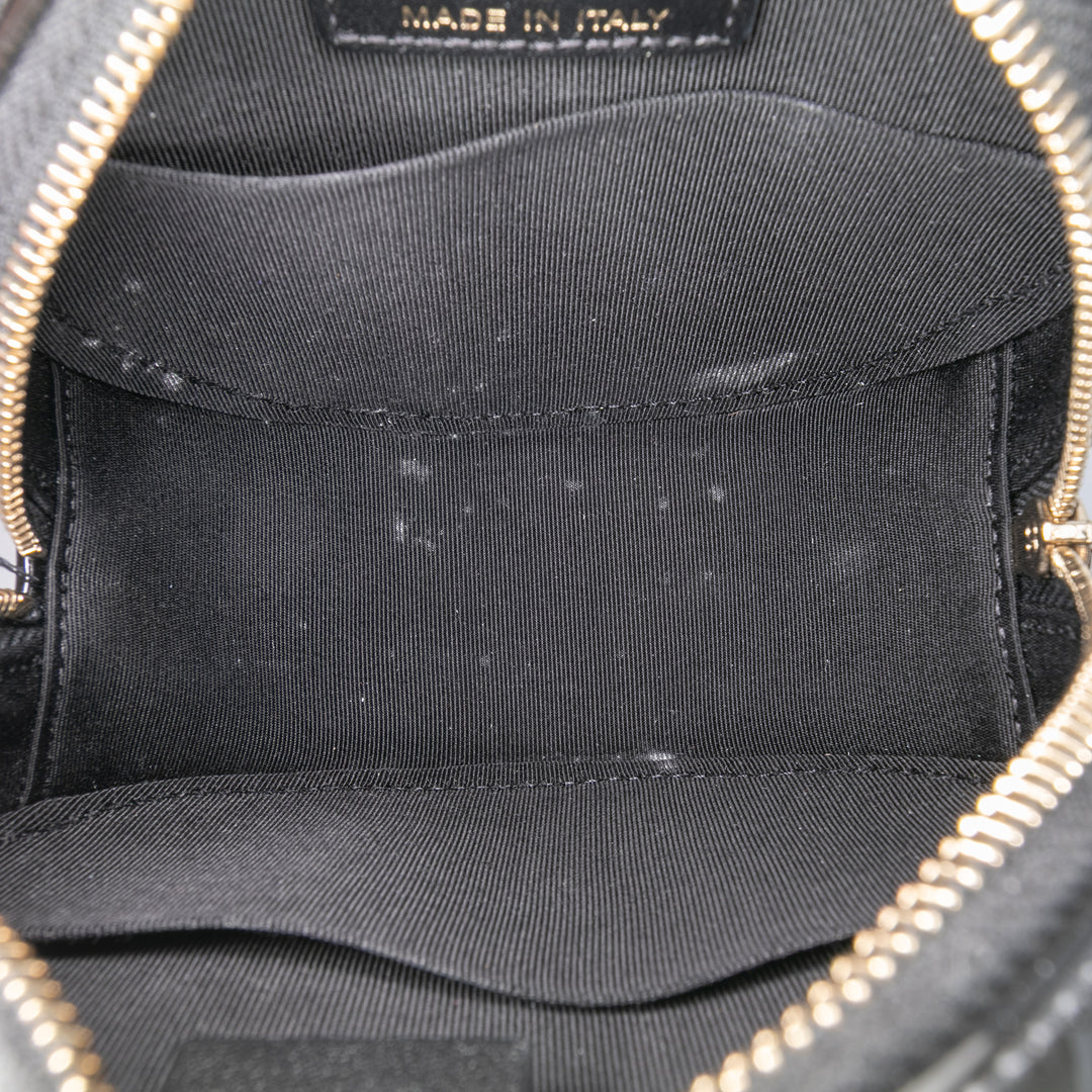 Chanel Quilted Cuir verni Round As Earth Sac porté croisé Noir