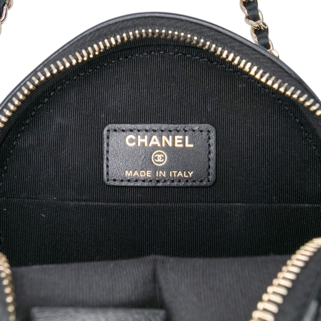 Chanel Quilted Cuir verni Round As Earth Sac porté croisé Noir
