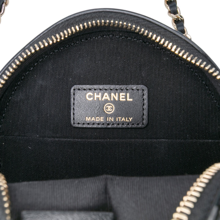 Chanel Quilted Cuir verni Round As Earth Sac porté croisé Noir