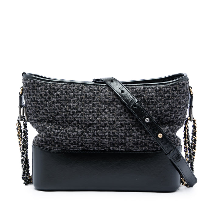 Chanel Gabrielle Sac Moyen Tweed Noir – vue principale – GABY PARIS