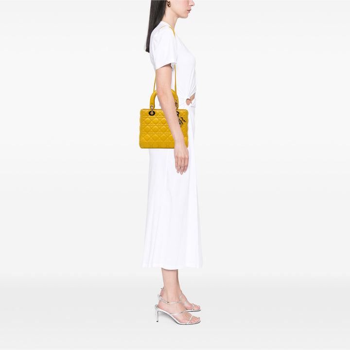 Medium Lambskin Cannage Lady Dior Yellow - Gaby Paris
