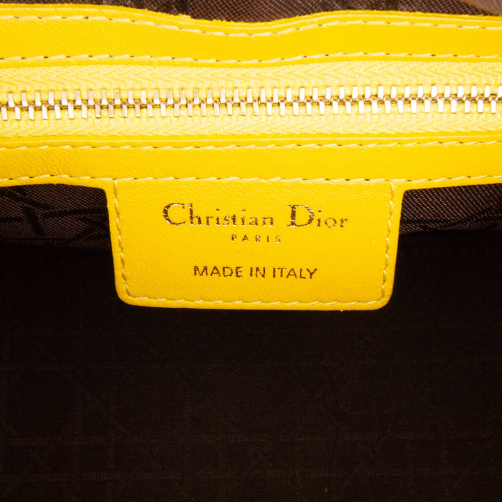 Medium Lambskin Cannage Lady Dior Yellow - Gaby Paris
