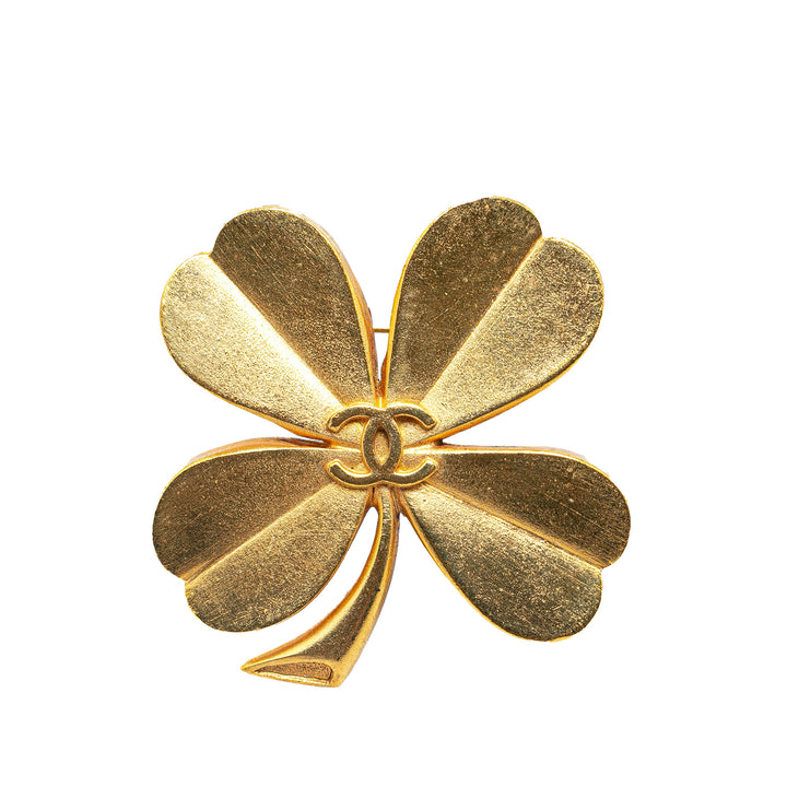 Gold Plated CC Clover Brooch Gold - Gaby Paris