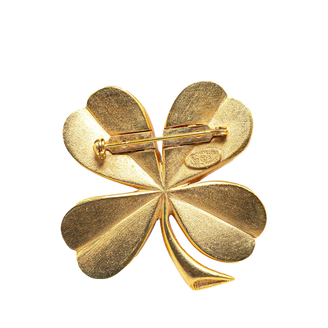 Gold Plated CC Clover Brooch Gold - Gaby Paris