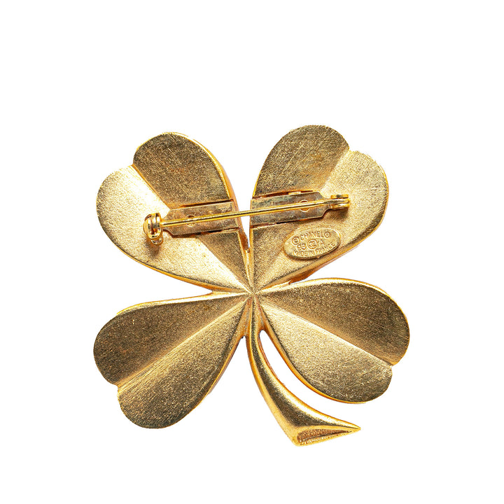 Chanel Gold Plated CC Clover Brooch Gold - GABY PARIS